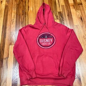 Disney Cruise‎ Line Sweater Men Large Nautical Boat Red Pullover Hooded Hoodie